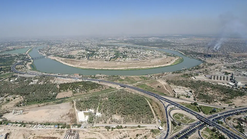 Aerial view of Baghdad and the Tigris River